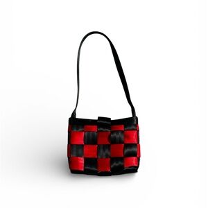 Red and Black Checkered Seatbelt Purse